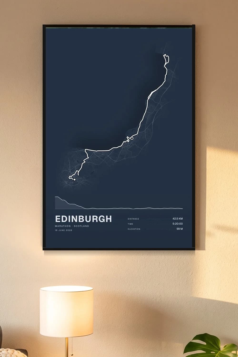 Edinburgh Marathon framed route map poster
